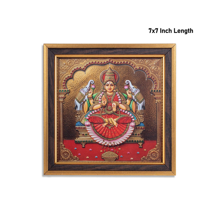 Gaja Lakshmi Wall Frame - 7 x 7 Inches | 3D Embossed Painting Frame/ Goddess Lakshmi Photo Frame for Pooja Space