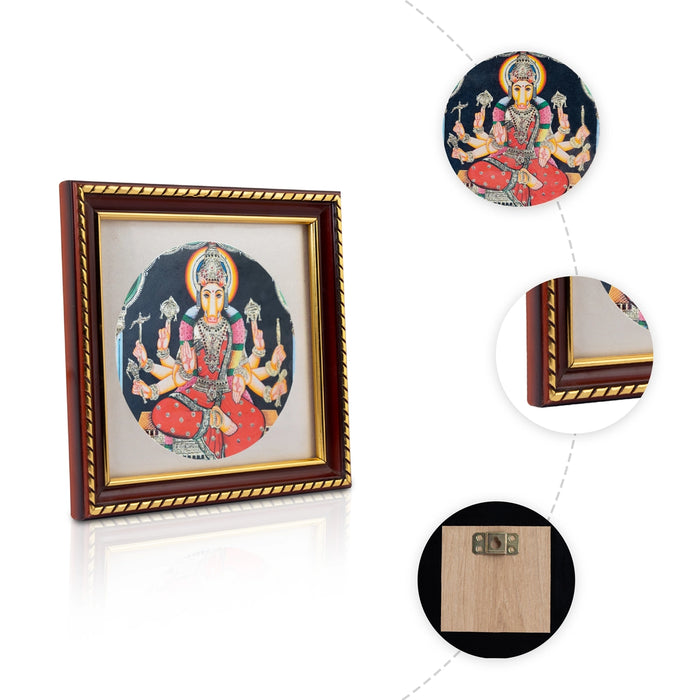 Varahi Amman Design Photo Frame - 6 x 6 Inches | Tanjore Glass Painting Picture Frame for Wall Decor - Hindu God Photos & Frames