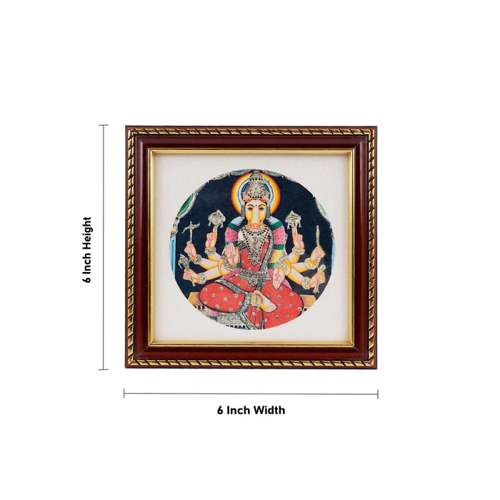 Varahi Amman Design Photo Frame - 6 x 6 Inches | Tanjore Glass Painting Picture Frame for Wall Decor - Hindu God Photos & Frames