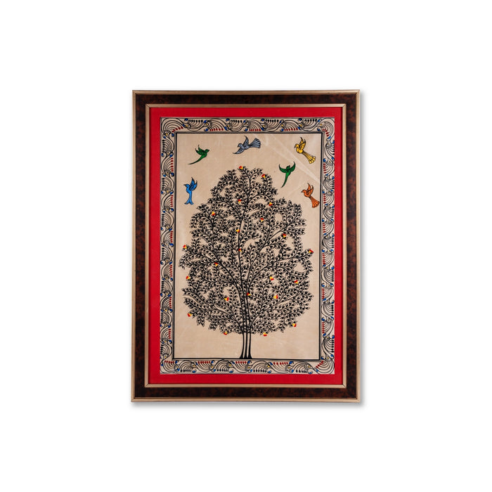 Pattachitra Painting Frame - 22 x 16 Inches | Tree Design Hand Painted Frame/ Patachitra Painting for Home - Hindu God Photos & Frames