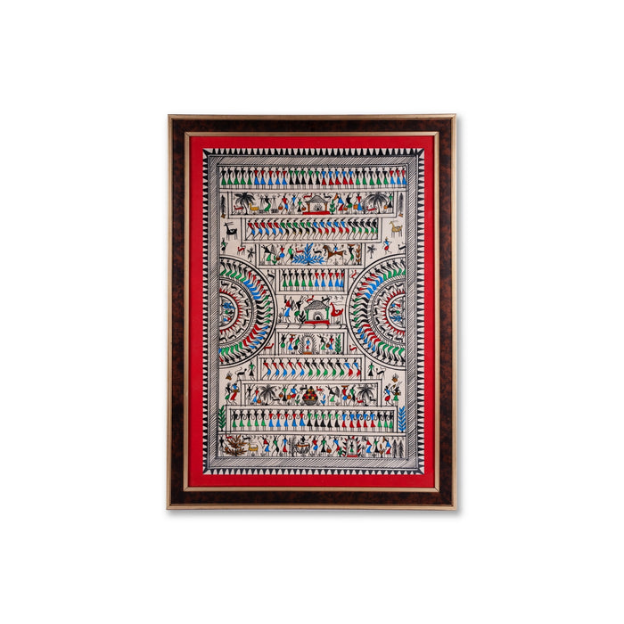 Pattachitra Painting Frame - 22 x 16 Inches | Tribal Design Hand Painted Frame/ Patachitra Painting for Home - Hindu God Photos & Frames