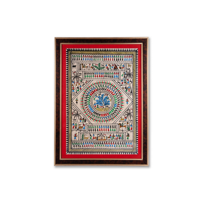 Pattachitra Painting Frame - 22 x 16 Inches | Tribal Design Hand Painted Frame/ Patachitra Painting for Home - Hindu God Photos & Frames