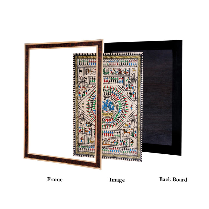 Pattachitra Painting Frame - 22 x 16 Inches | Tribal Design Hand Painted Frame/ Patachitra Painting for Home - Hindu God Photos & Frames