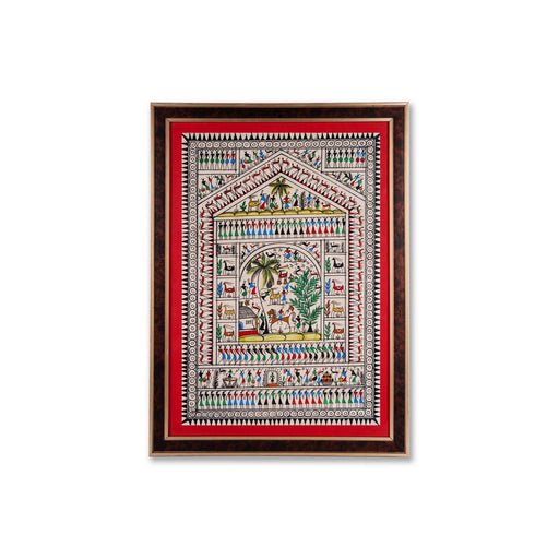 Pattachitra Painting Frame - 22 x 16 Inches | Tribal Design Hand Painted Frame/ Patachitra Painting for Home - Hindu God Photos & Frames