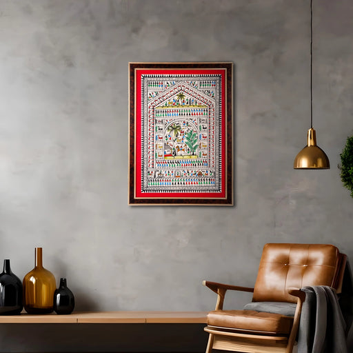 Pattachitra Painting Frame - 22 x 16 Inches | Tribal Design Hand Painted Frame/ Patachitra Painting for Home - Hindu God Photos & Frames