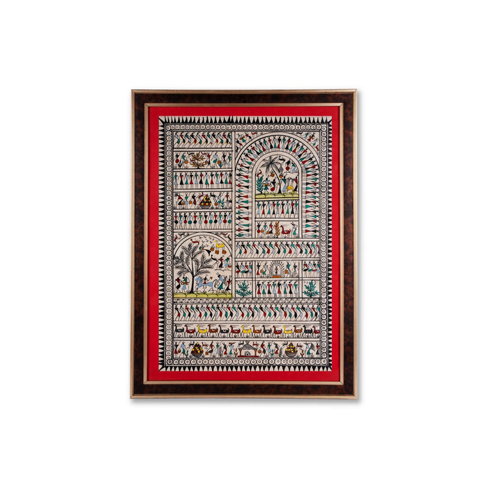 Pattachitra Painting Frame - 22 x 16 Inches | Tribal Design Hand Painted Frame/ Patachitra Painting for Home - Hindu God Photos & Frames
