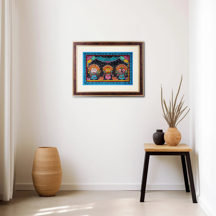 Pattachitra Painting Frame - 17 x 13 Inches | Puri Jagannath Hand Painted Frame/ Patachitra Painting for Home - Hindu God Photos & Frames