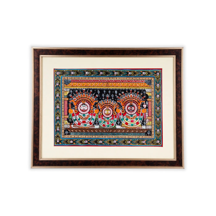 Pattachitra Painting Frame - 19 x 15 Inches | Puri Jagannath Hand Painted Frame/ Patachitra Painting for Home - Hindu God Photos & Frames