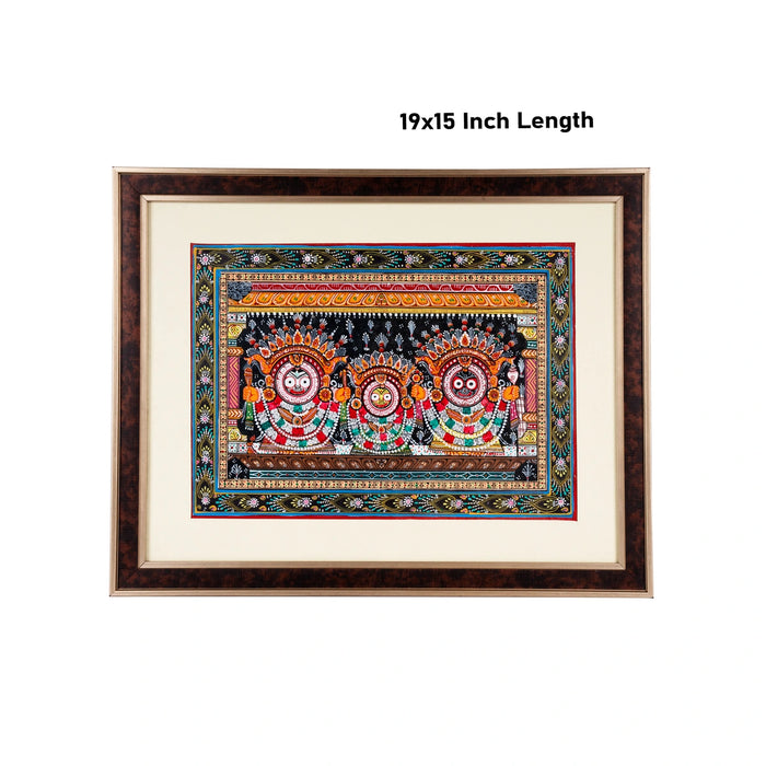 Pattachitra Painting Frame - 19 x 15 Inches | Puri Jagannath Hand Painted Frame/ Patachitra Painting for Home - Hindu God Photos & Frames