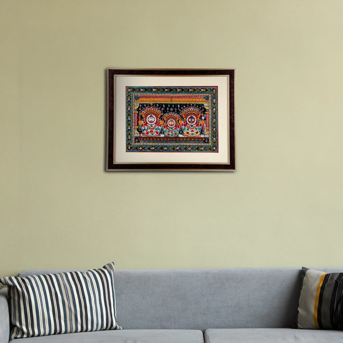Pattachitra Painting Frame - 19 x 15 Inches | Puri Jagannath Hand Painted Frame/ Patachitra Painting for Home - Hindu God Photos & Frames