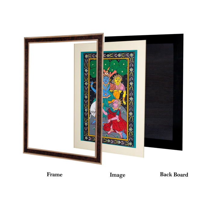 Pattachitra Painting Frame - 23 x 17 Inches | Radha Krishna Hand Painted Frame/ Patachitra Painting for Home - Hindu God Photos & Frames
