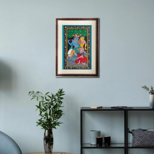 Pattachitra Painting Frame - 23 x 17 Inches | Radha Krishna Hand Painted Frame/ Patachitra Painting for Home - Hindu God Photos & Frames