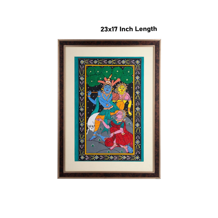 Pattachitra Painting Frame - 23 x 17 Inches | Radha Krishna Hand Painted Frame/ Patachitra Painting for Home - Hindu God Photos & Frames