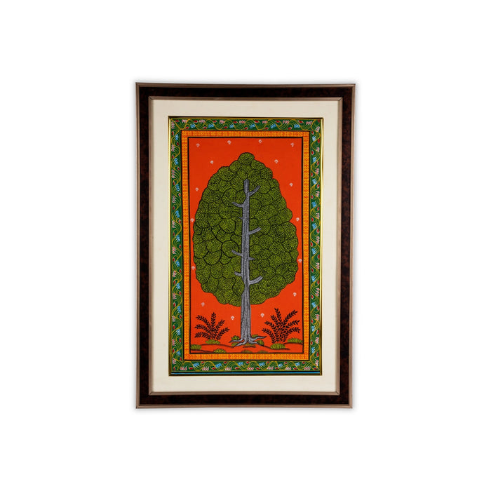 Pattachitra Painting Frame - 24 x 16 Inches | Tree Design Patachitra Painting/ Hand Painted Frame for Home - Hindu God Photos & Frames