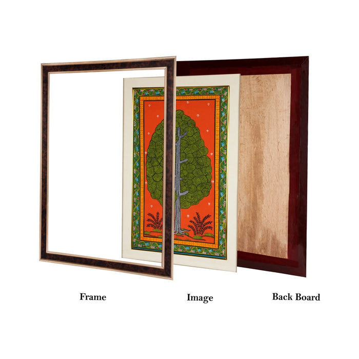 Pattachitra Painting Frame - 24 x 16 Inches | Tree Design Patachitra Painting/ Hand Painted Frame for Home - Hindu God Photos & Frames