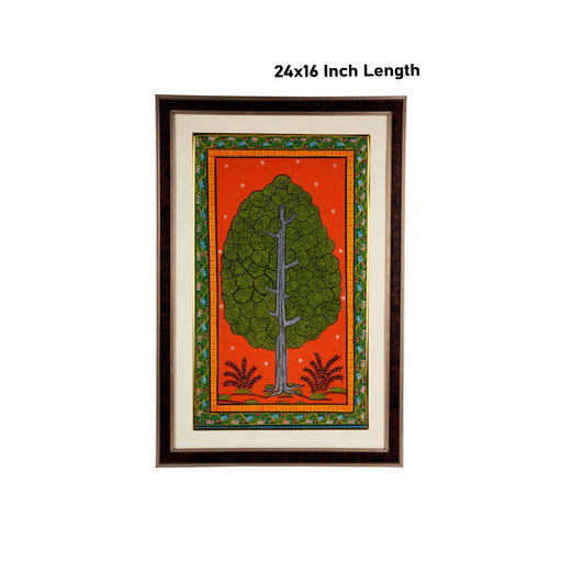 Pattachitra Painting Frame - 24 x 16 Inches | Tree Design Patachitra Painting/ Hand Painted Frame for Home - Hindu God Photos & Frames