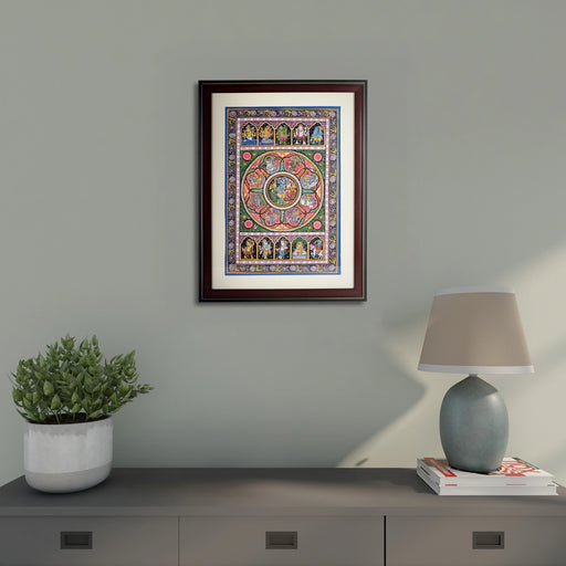 Pattachitra Painting Frame - 24 x 18 Inches | Krishna Story Design Patachitra Painting/ Hand Painted Frame for Home - Hindu God Photos & Frames