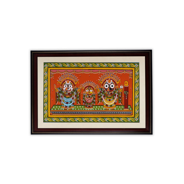 Pattachitra Painting Frame - 24 x 18 Inches | Puri Jagannath Design Patachitra Painting/ Hand Painted Frame - Hindu God Photos & Frames