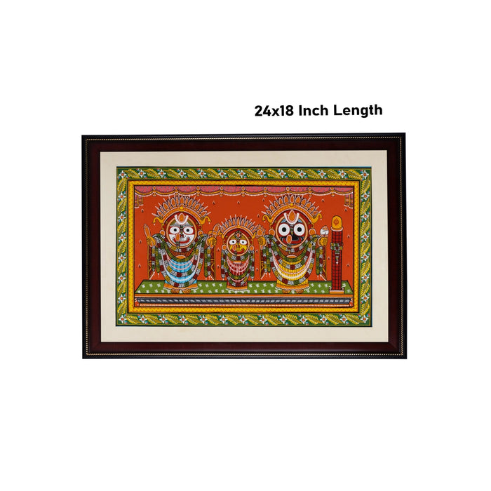 Pattachitra Painting Frame - 24 x 18 Inches | Puri Jagannath Design Patachitra Painting/ Hand Painted Frame - Hindu God Photos & Frames