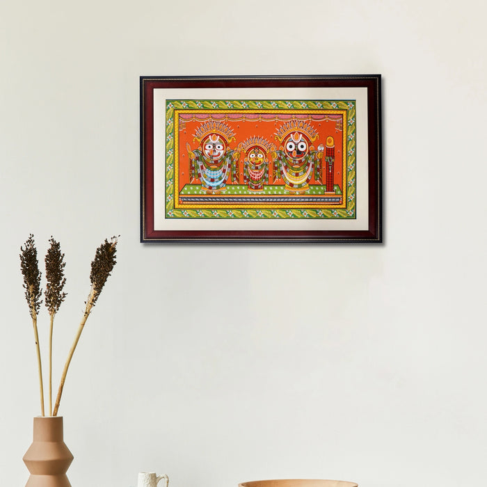 Pattachitra Painting Frame - 24 x 18 Inches | Puri Jagannath Design Patachitra Painting/ Hand Painted Frame - Hindu God Photos & Frames