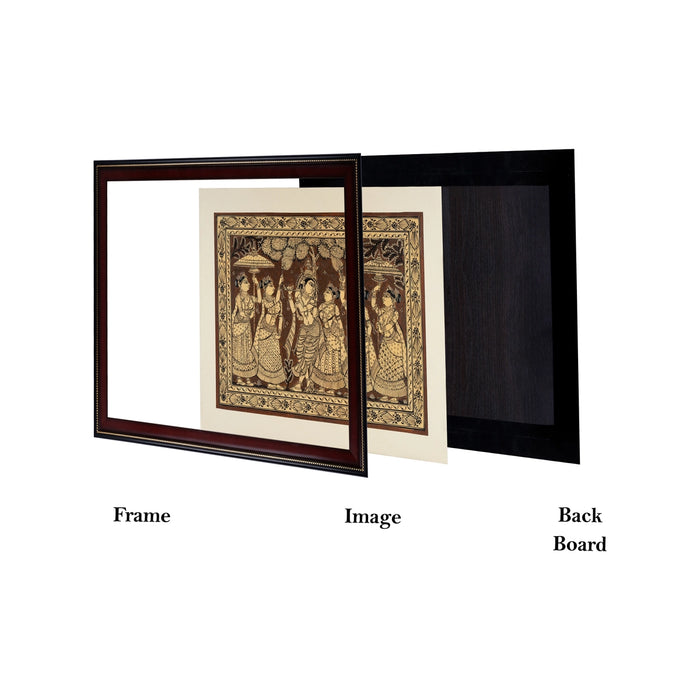 Pattachitra Painting Frame - 24 x 18 Inches | Radha Krishna With Gopis Design Patachitra Painting for Home - Hindu God Photos & Frames