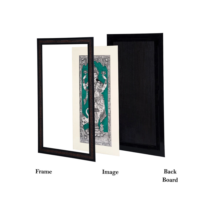 Pattachitra Painting Frame - 22 x 12 Inches | Standing Lakshmi Design Patachitra Painting/ Hand Painted Frame - Hindu God Photos & Frames