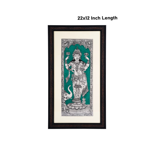 Pattachitra Painting Frame - 22 x 12 Inches | Standing Lakshmi Design Patachitra Painting/ Hand Painted Frame - Hindu God Photos & Frames