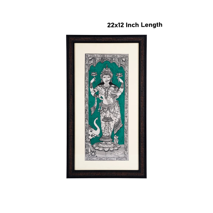 Pattachitra Painting Frame - 22 x 12 Inches | Standing Lakshmi Design Patachitra Painting/ Hand Painted Frame - Hindu God Photos & Frames