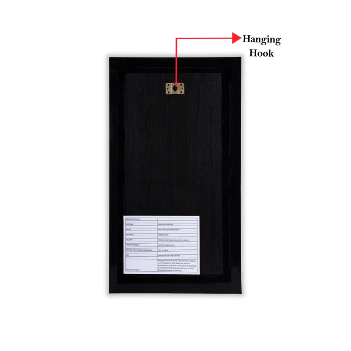 Pattachitra Painting Frame - 22 x 12 Inches | Dancing Ganesh Design Patachitra Painting/ Hand Painted Frame - Hindu God Photos & Frames