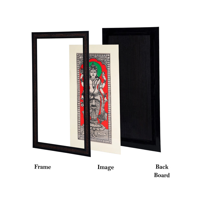 Pattachitra Painting Frame - 22 x 12 Inches | Standing Vishnu Design Patachitra Painting/ Hand Painted Frame - Hindu God Photos & Frames