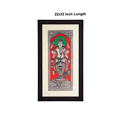 Pattachitra Painting Frame - 22 x 12 Inches | Standing Vishnu Design Patachitra Painting/ Hand Painted Frame - Hindu God Photos & Frames