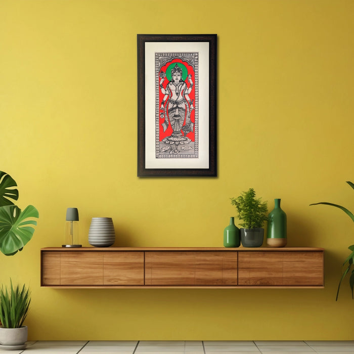 Pattachitra Painting Frame - 22 x 12 Inches | Standing Vishnu Design Patachitra Painting/ Hand Painted Frame - Hindu God Photos & Frames