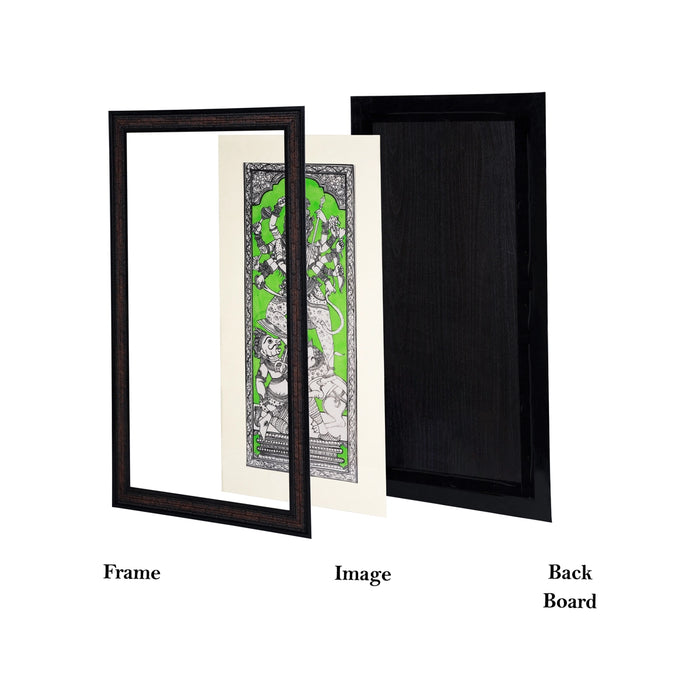 Pattachitra Painting Frame - 22 x 12 Inches | Maha Kali Design Patachitra Painting/ Hand Painted Frame for Home - Hindu God Photos & Frames