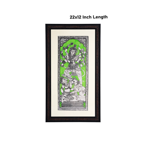 Pattachitra Painting Frame - 22 x 12 Inches | Maha Kali Design Patachitra Painting/ Hand Painted Frame for Home - Hindu God Photos & Frames