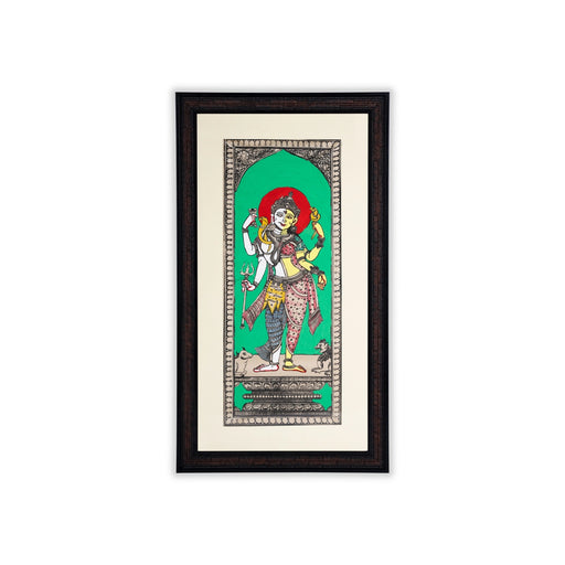 Pattachitra Painting Frame - 22 x 12 Inches | Ardhanarishvara Design Patachitra Painting/ Hand Painted Frame - Hindu God Photos & Frames