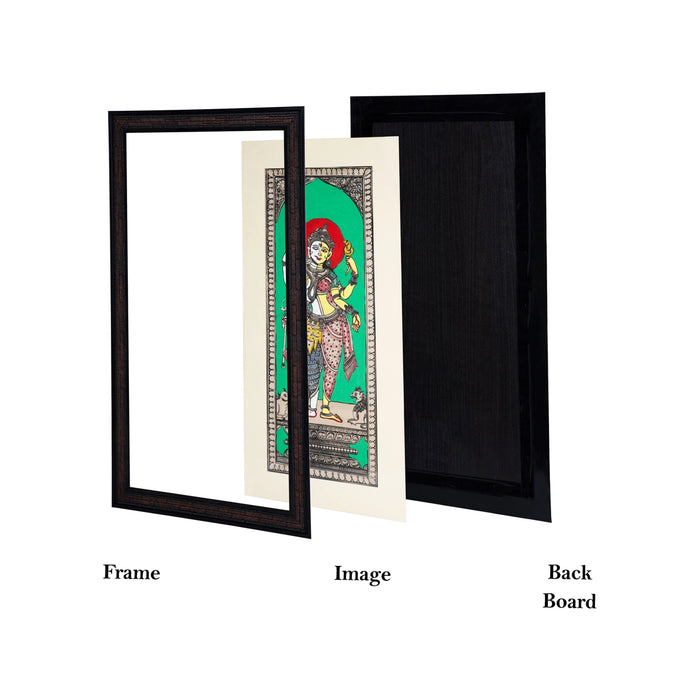 Pattachitra Painting Frame - 22 x 12 Inches | Ardhanarishvara Design Patachitra Painting/ Hand Painted Frame - Hindu God Photos & Frames