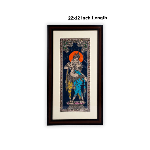 Pattachitra Painting Frame - 22 x 12 Inches | Radha Krishna Design Patachitra Painting/ Hand Painted Frame - Hindu God Photos & Frames