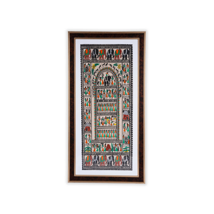Pattachitra Painting Frame - 22 x 12 Inches | Tribal Design Patachitra Painting/ Hand Painted Frame for Home - Hindu God Photos & Frames