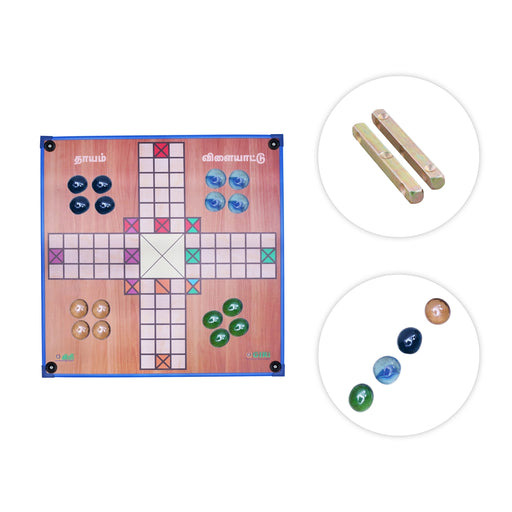 Dual Side Paramapadam And Thayam Game Board - 18 X 18 | Ludo And Snake Ladder/ Traditional Game For Family Fun - Traditional Games & Toys