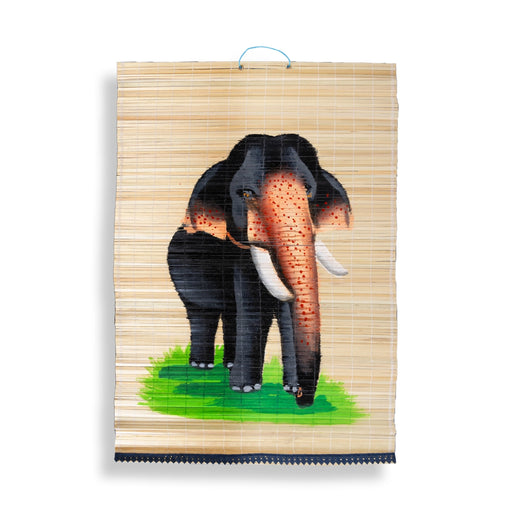 Hand Painted Bamboo Mat Wall Hanging - 24 x 15 Inches | Painted Wall Decoration/ Wall Hanger for Home - Wall Hanging