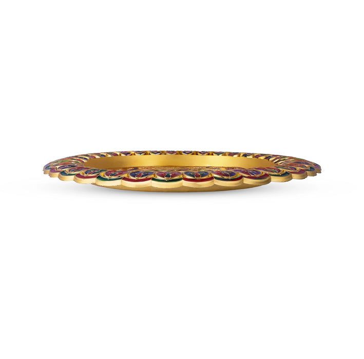 Pooja Thali Plate - 1 x 10 Inches | Meenakari Design Plate/ Pooja Plate For Home & Festive