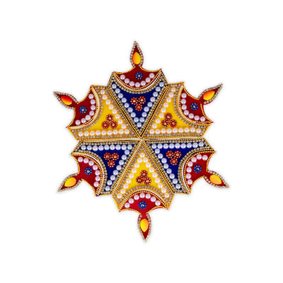 Rangoli Design | Diya Design Muggulu Rangoli Kolam/ Kundan Stone Kolam Design for Home Decor