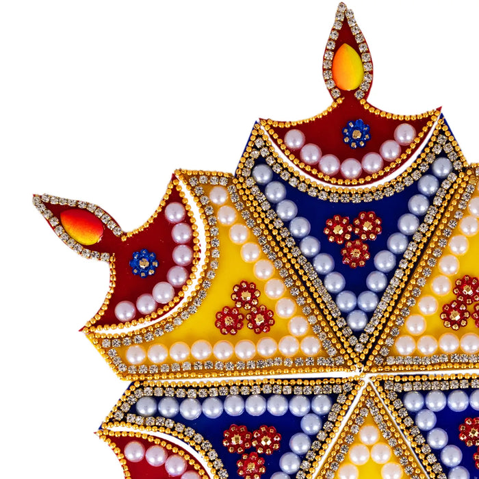 Rangoli Design | Diya Design Muggulu Rangoli Kolam/ Kundan Stone Kolam Design for Home Decor