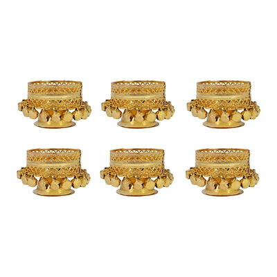 Decorative Candle Holder Set - 1.5 Inch | 6 Pcs / Gold Design Holders For Tealight & Home Decor
