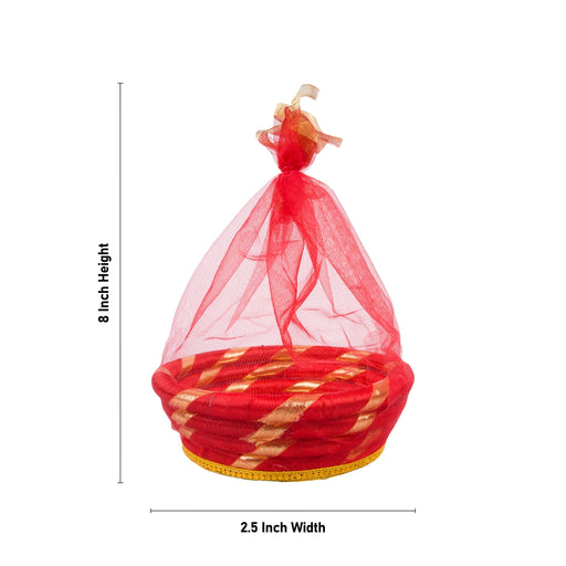 Laddu Gopal Basket With Net Cover - 2.5 x 8 Inches | Kanha Ji Ki Tokri/ Carry Basket for Laddu Gopal - Deity Accessories