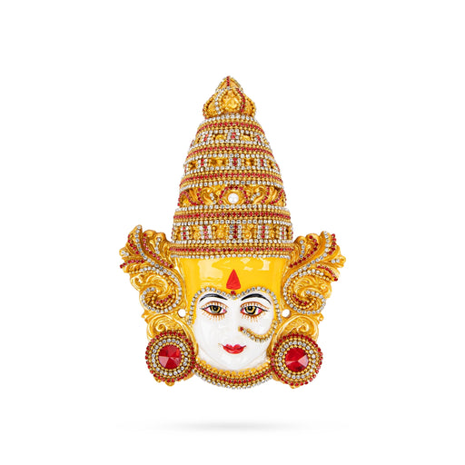 Devi Face - 7 x 5.5 Inches | Marble Dust Ammavari Face/ Decorative Devi Mukhavata for Deity Decor - Head & Face Accessories