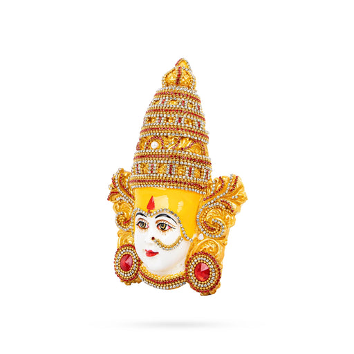 Devi Face - 7 x 5.5 Inches | Marble Dust Ammavari Face/ Decorative Devi Mukhavata for Deity Decor - Head & Face Accessories