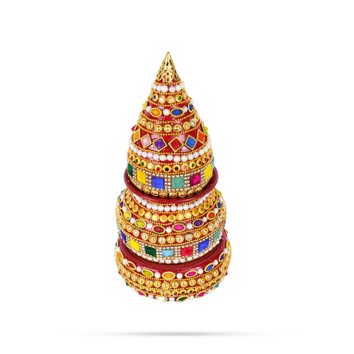 Decorated Lota And Coconut With Base Set - 8 x 3.5 Inches | Metal Kalash/ Chombu & Holder for Wedding - Wedding Essentials