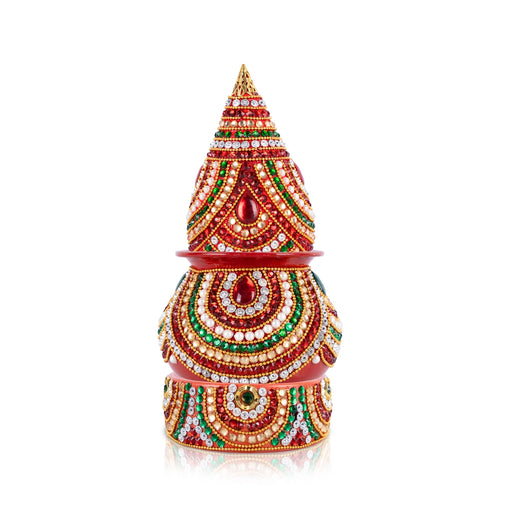 Decorated Lota And Coconut With Base Set - 9 x 4 Inches | Metal Kalash/ Chombu & Holder for Wedding - Wedding Essentials