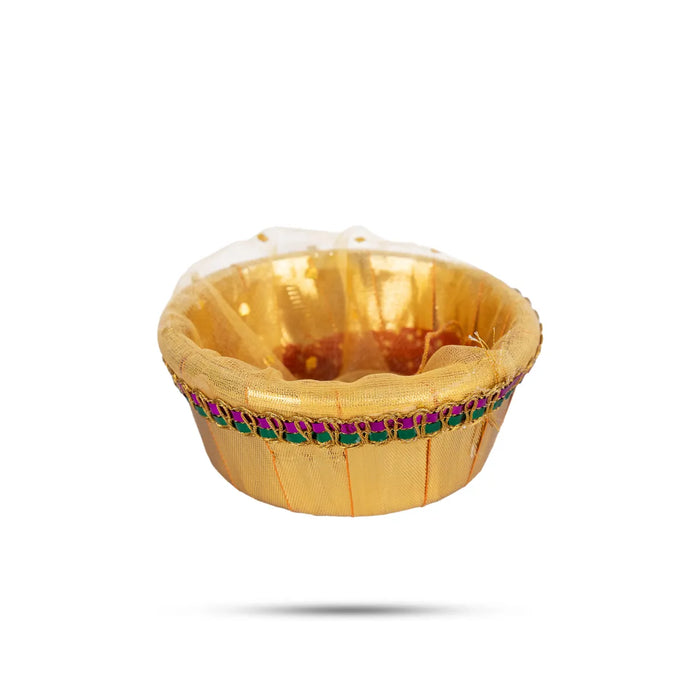 Decorative Tokri Basket With Net Cover- 2 X 4.25 Inches | Gift Hamper Basket/Chocolate Gift Basket For Storage - Basket